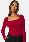 BUBBLEROOM Rushed Square Neck Long Sleeve Top Red S