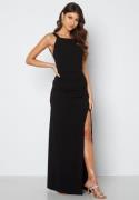 Bubbleroom Occasion Square neck slit maxi dress Black S