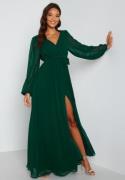 Goddiva Long Sleeve Chiffon Dress Green S (UK10)