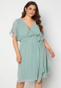 Goddiva Curve Flutter Sleeve Chiffon Midi Dress Sage Green 50 (UK22)