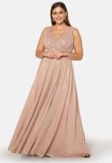 Goddiva Curve Glitter Wrap Front Maxi Curve Dress With Split Nude 50 (...