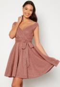 Goddiva Lurex Skater Dress Dark Rose L (UK14)