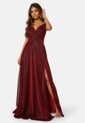 Goddiva Glitter Wrap Maxi Dress Red L (UK14)