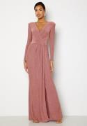 Goddiva Long Sleeve Glitter Maxi Dress Rose XXS (UK6)