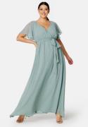 Goddiva Curve Flutter Sleeve Chiffon Maxi Curve Dress Sage Green 54 (U...