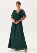 Bubbleroom Occasion Butterfly sleeve chiffon gown Dark green 48