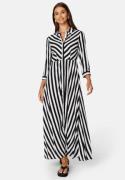 Y.A.S Savanna Long Shirt Dress Black Stripe:W WHITE M
