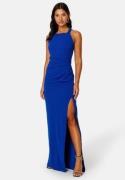 Bubbleroom Occasion Square neck slit maxi  dress Blue S