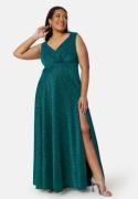 Goddiva Curve Glitter Wrap Front Maxi Dress With Split Emerald 48 (UK2...