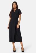 BUBBLEROOM V-neck Short Sleeve Wrap Dress Black S