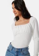 BUBBLEROOM Rushed Square Neck Long Sleeve Top White S