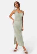 BUBBLEROOM Crochet Knitted Tie Strap Dress Dusty green S