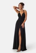 Goddiva Multi Tie Maxi Dress Split Black XS (UK8)