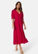 BUBBLEROOM Puff Sleeve Viscose Dress Red XL