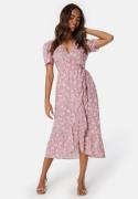 Happy Holly Evie Puff Sleeve Wrap Dress Dusty pink/Patterned 52/54