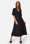 BUBBLEROOM Linen Blend Wrap Dress Black 3XL