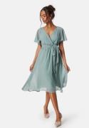 Goddiva Flutter Chiffon Midi Dress Dusty green M (UK12)