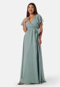 Goddiva Flutter Chiffon Maxi Dress Sage Green XXL (UK18)