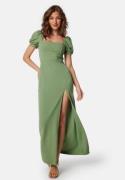 John Zack Puff Sleeve Maxi Dress With Split Sage Green S (UK10)