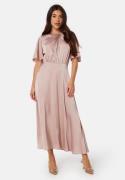 Bubbleroom Occasion Butterfly Sleeve Satin Midi Dress Light nougat 38