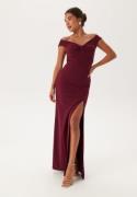 Bubbleroom Occasion Twist Off Shoulder Gown Wine-red 3XL