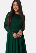 Bubbleroom Occasion Lace Long Sleeve Midi Dress Dark green 40