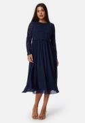 Bubbleroom Occasion Lace Long Sleeve Midi Dress Dark blue 46