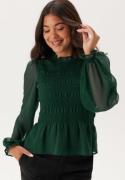 BUBBLEROOM Smock L/S Blouse Dark green L