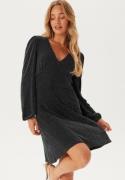 BUBBLEROOM Sparkling Puff Sleeve Dress Black/Silver S