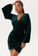 Bubbleroom Occasion Velvet Wrap Dress Dark green L