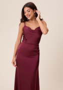 Bubbleroom Occasion Waterfall Satin Gown Wine-red 44