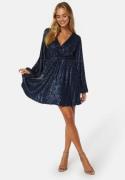 Bubbleroom Occasion Sequin Balloon Sleeve Dress Dark blue L