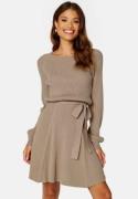 BUBBLEROOM Rib Knitted Skater Dress Dark beige XS