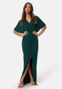 Bubbleroom Occasion Wrap Slit Maxi Dress Dark green XXS