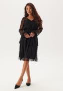 Happy Holly Tiered Puff Sleeve Lace Midi Dress Black 36/38