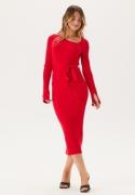 BUBBLEROOM Asymmetric Knitted Midi Dress Red S