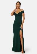 Bubbleroom Occasion Twist Off Shoulder Gown Dark green XS