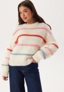 Pieces Pcnavine Ls O-neck Knit Cloud Dancer Stripes:tago+scha S