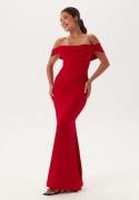 Goddiva Off Shoulder Maxi Dress Red XS (UK8)