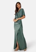 Bubbleroom Occasion Wrap Satin Gown Green 42