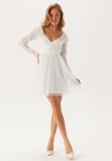 Bubbleroom Occasion 3D Flower L/S Lace Dress White 42