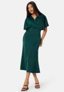 Bubbleroom Occasion Wrap Satin Midi Dress Dark green 44