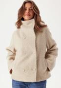 BUBBLEROOM High Neck Short Bouclé Coat Beige XS