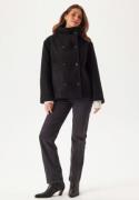 BUBBLEROOM High Neck Short Bouclé Coat Black L