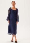 Bubbleroom Occasion Ruched L/S Midi Dress  Navy 38