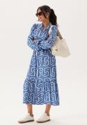 Happy Holly Viscose Long Sleeve Dress Blue/Beige 52/54