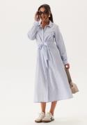 Happy Holly Tie Detail Cotton Shirt Dress Blue/Striped 32/34