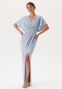 Bubbleroom Occasion Wrap Slit Maxi Dress Light blue S