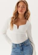 BUBBLEROOM Structured V-Neck Top White S