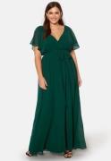 Goddiva Curve Flutter Sleeve Chiffon Maxi Curve Dress Green 50 (UK22)